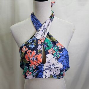 NWT Aerie Floral Halter Bikini Top - Blue, Green, Orange
